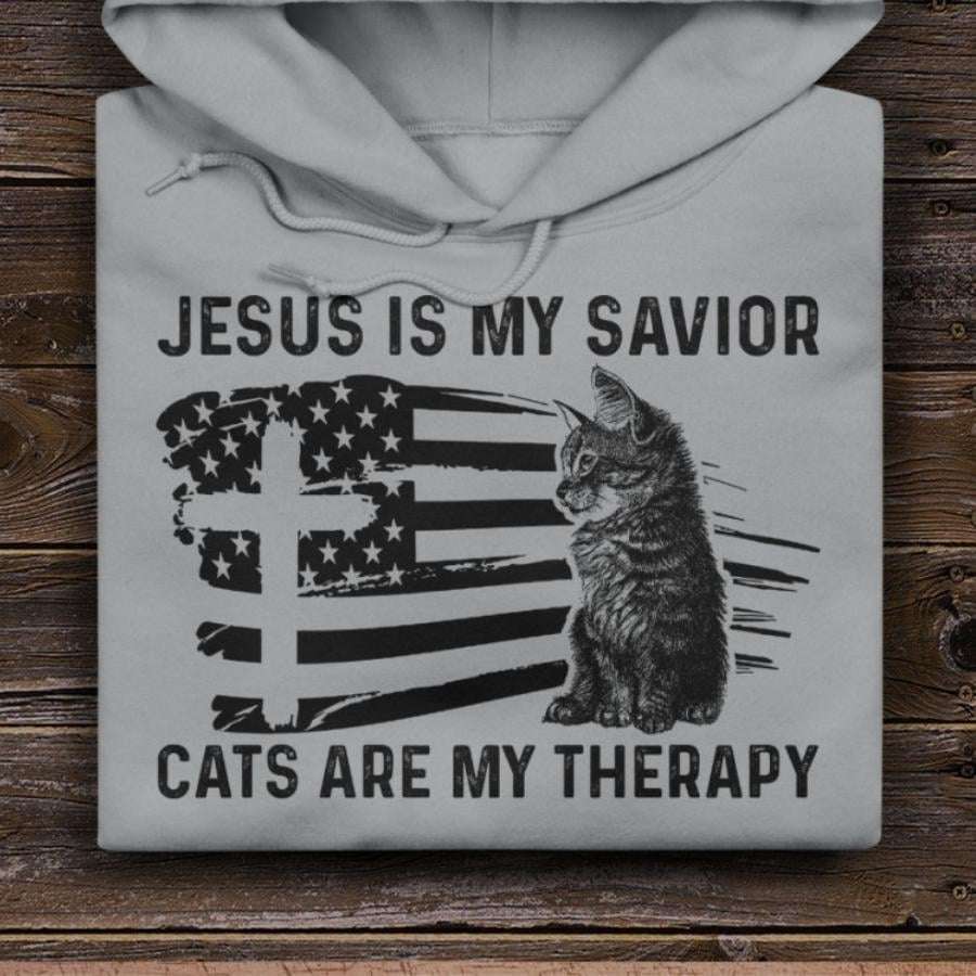 America Cat, God's Cross - Jesus is my savior Cats are my therapy