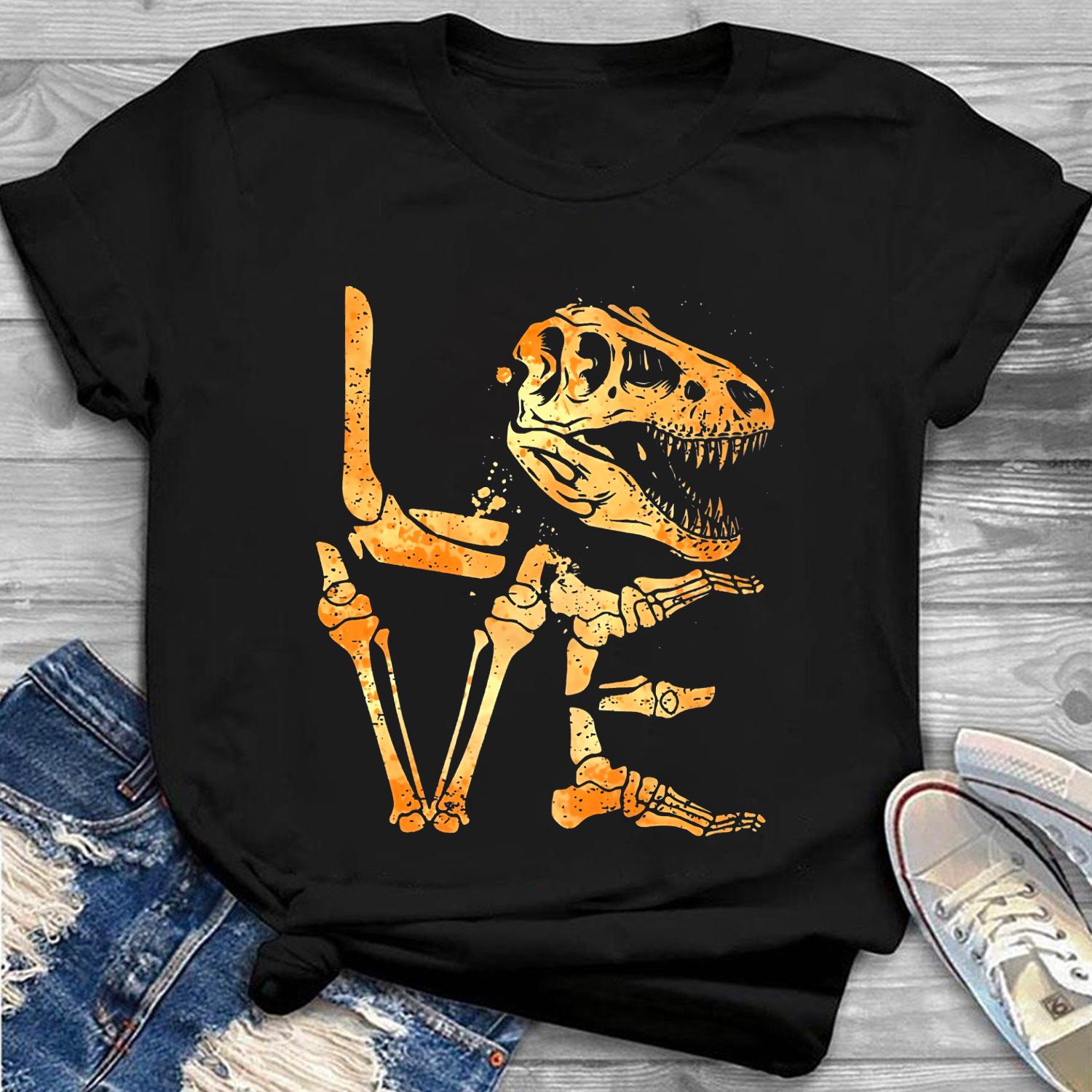 Dinosaur Skeleton, Love Dinosaur Graphic t-shirt