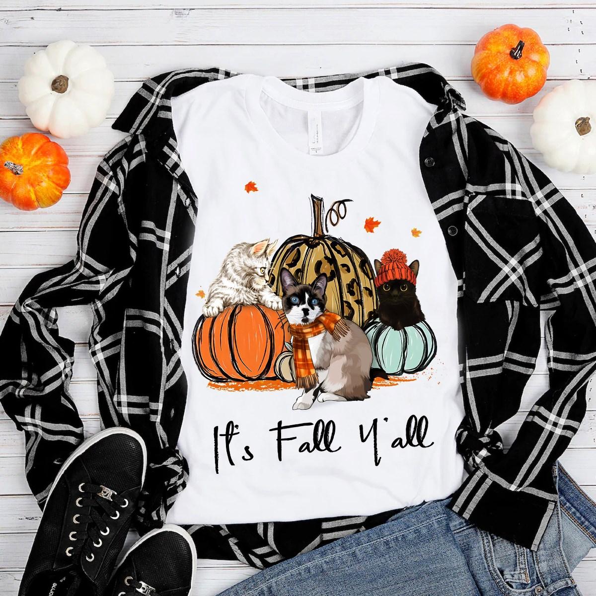 Cats And Pumpkin, Thanksgiving Gift - It's fall y'all