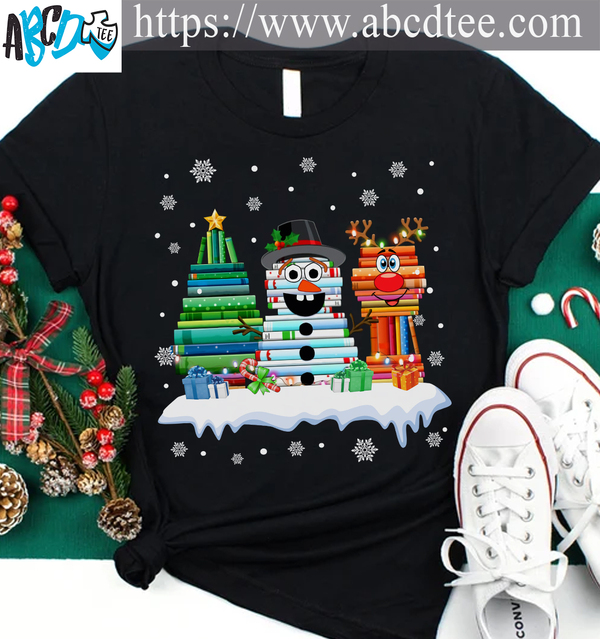 Snowman Book, Christmas Bookaholic Gift - Christmas Reindeer, Christmas Tree