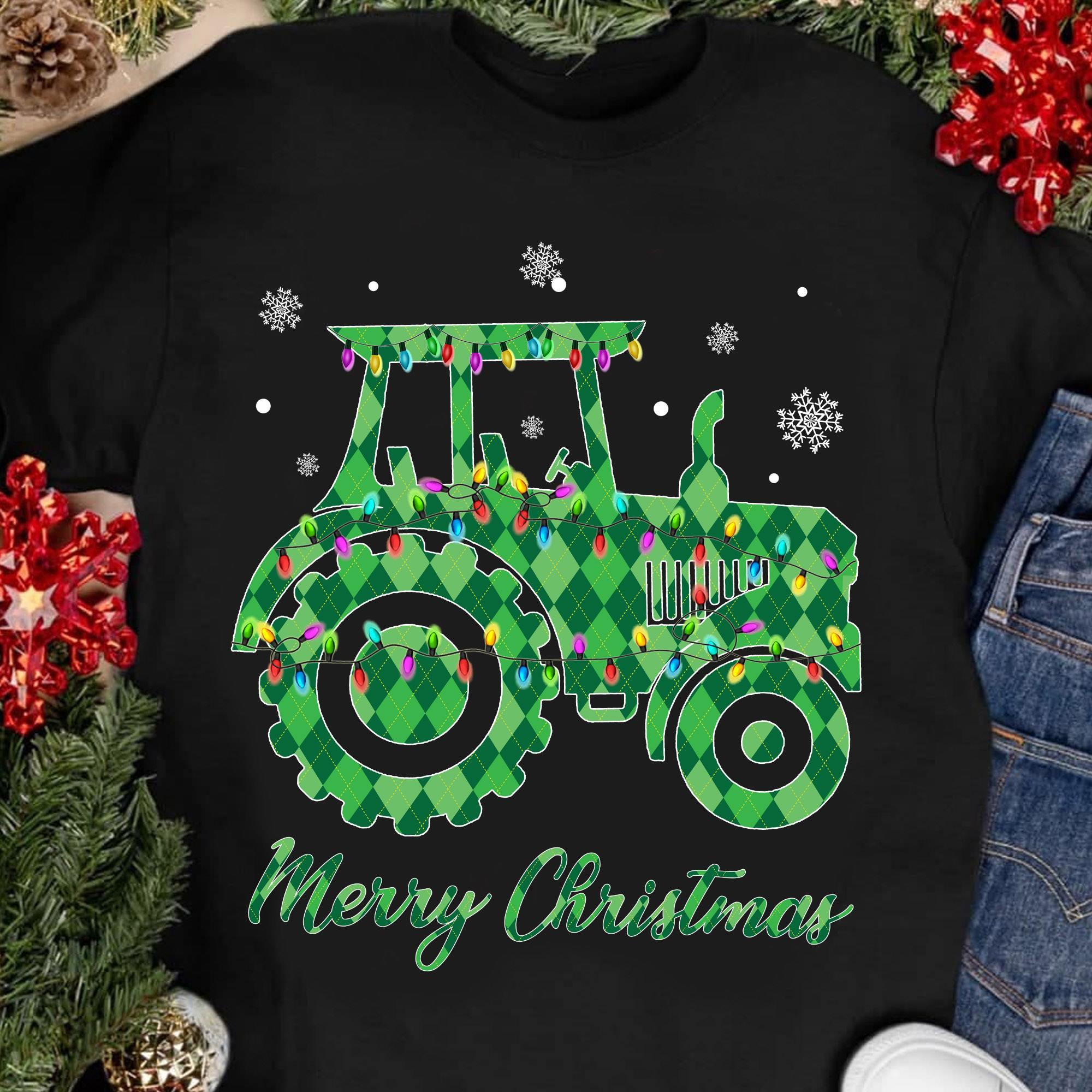 Christmas Tractor Christmas Ugly Sweater - Merry Christmas