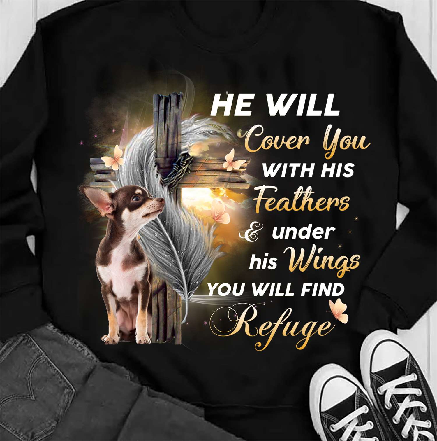 Chihuahua Feather Of God - He will cover you with his fathers under his wings you will find refuge