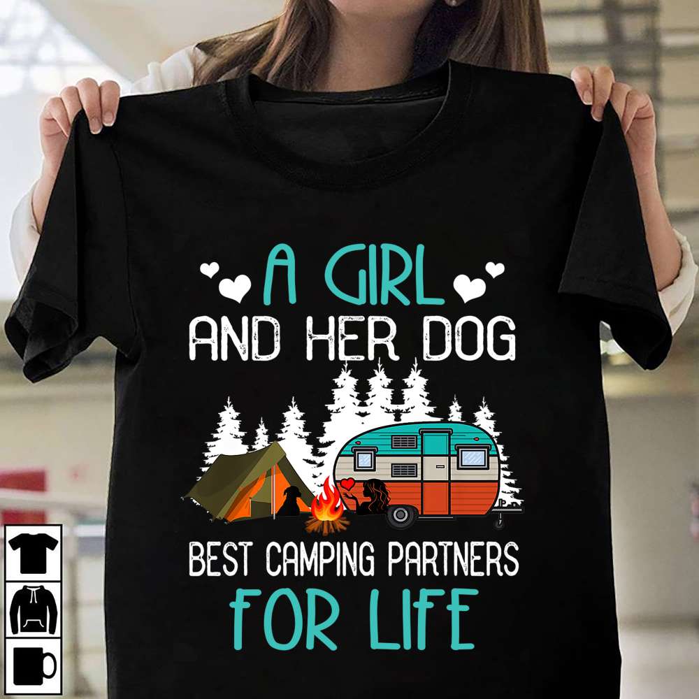 Girl With Dog Camping - A girl and her dog best camping partners for life