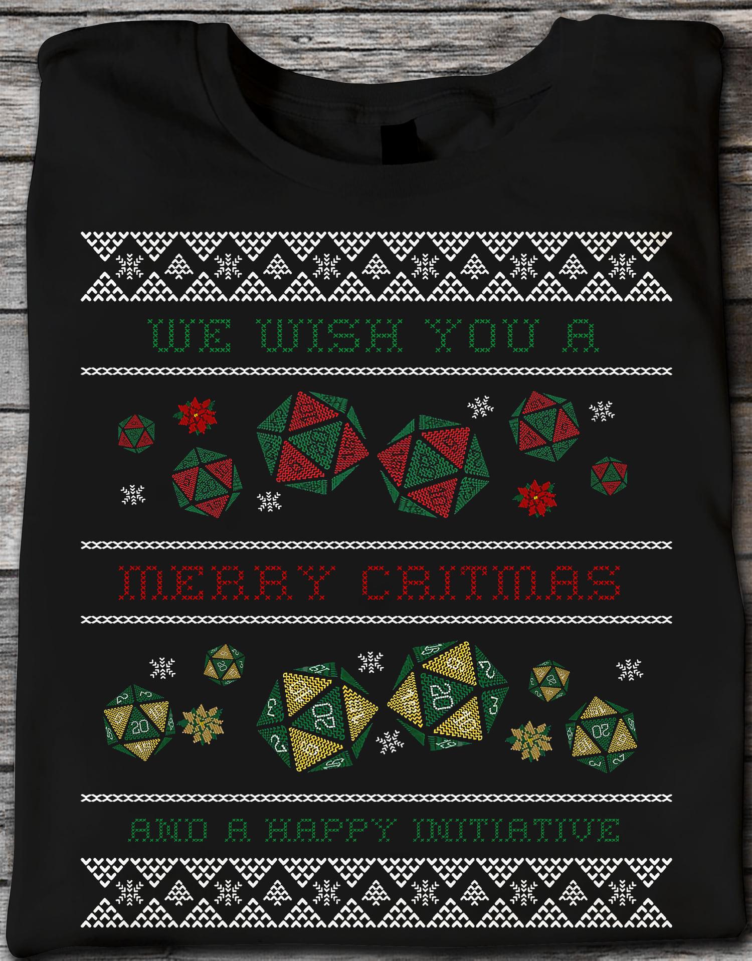 Christmas Dice, Dungeon And Dragon, Ugly Sweater - We wish you a merry christmas and a happy initiative