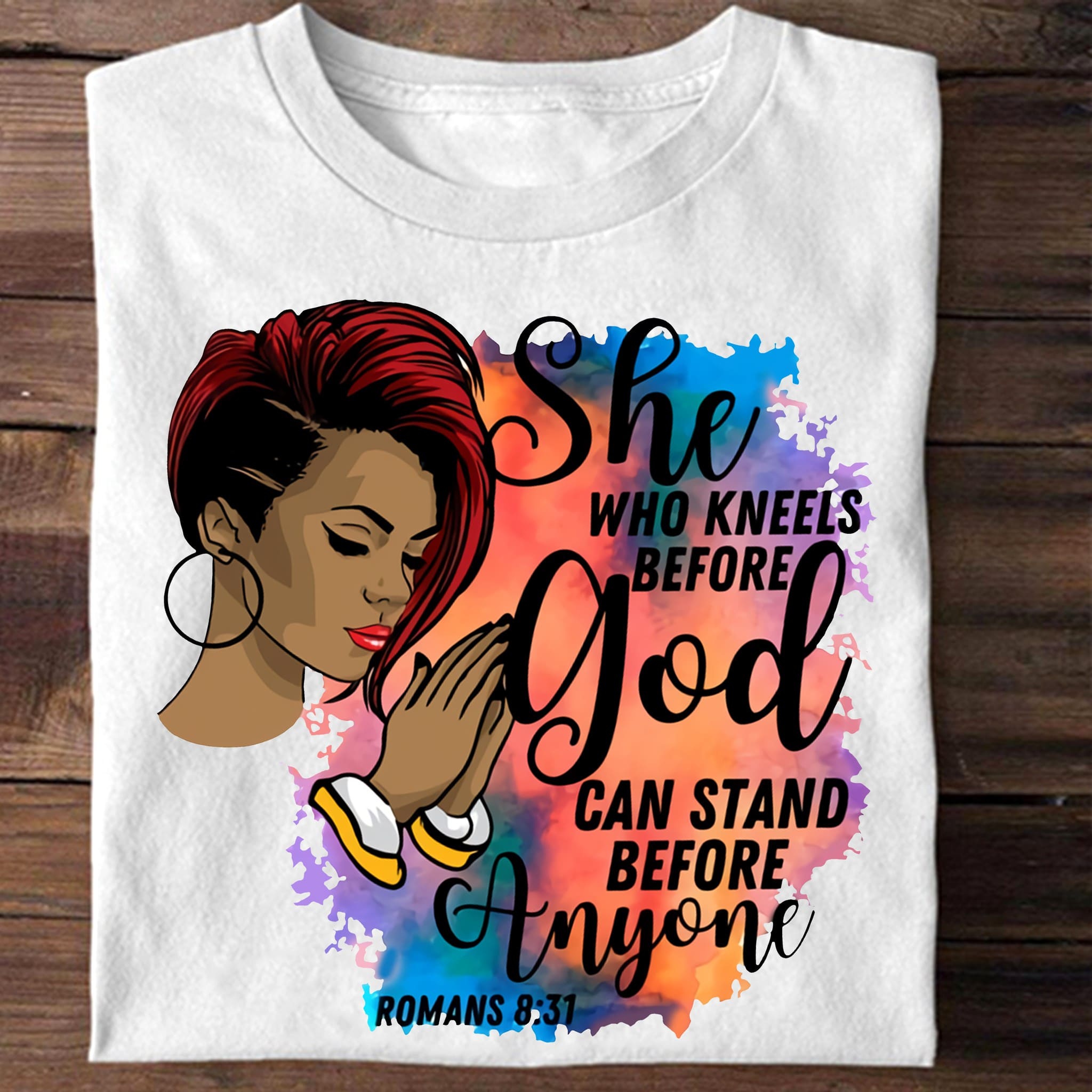 Black Girl Short Hair Pray - She who kness before god can stand before anyone