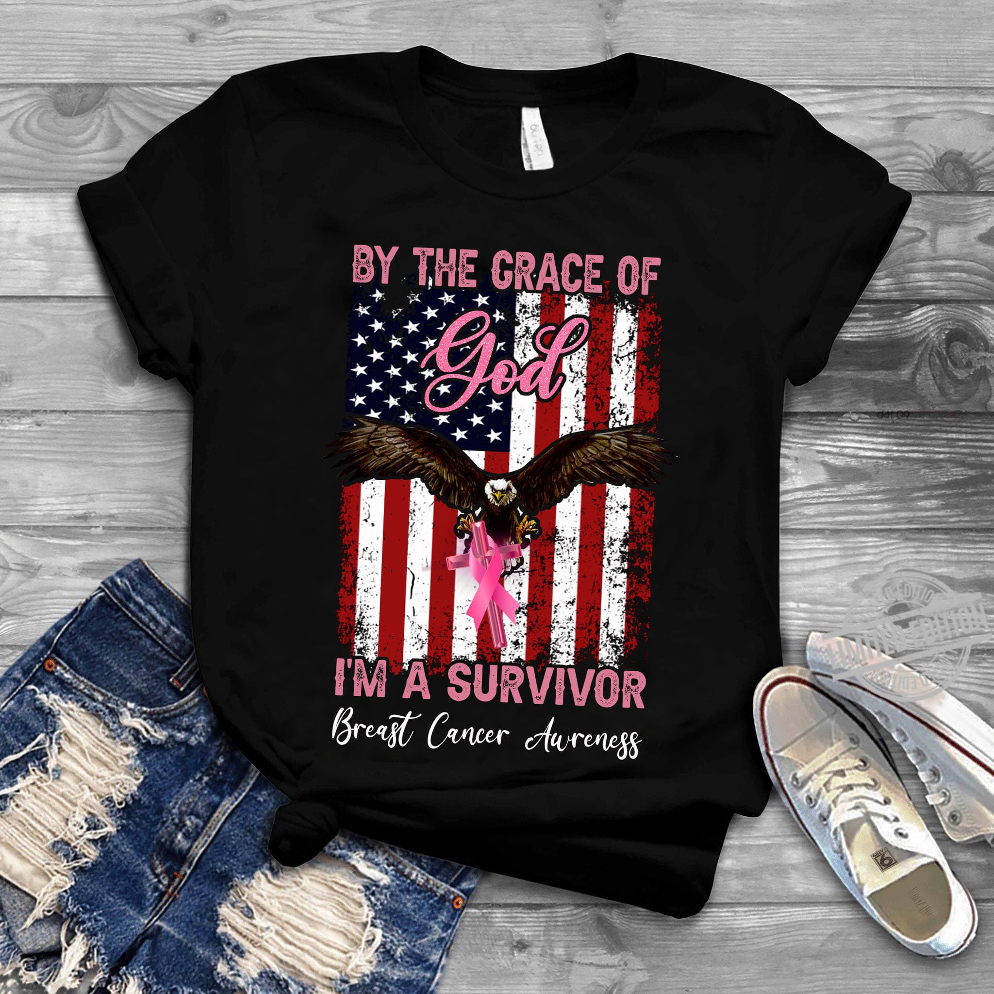 America Breast Cancer Eagle - By the grace of god i'm a survivor breast cancer awareness