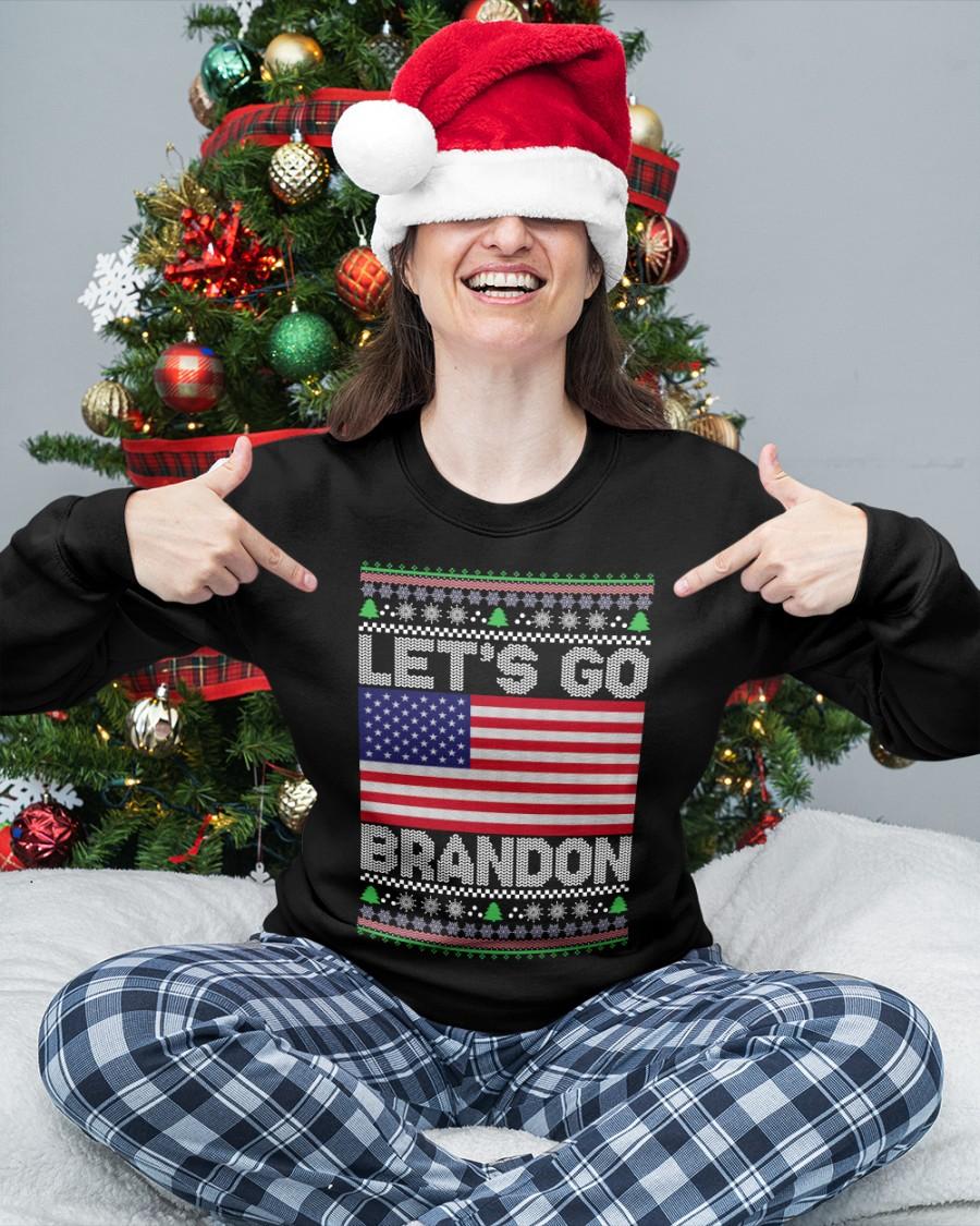 America Flag Christmas Ugly Sweater - Let's go brandon