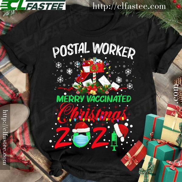Postal Worker Merry Xmas - Merry Vaccinated christmas 2021