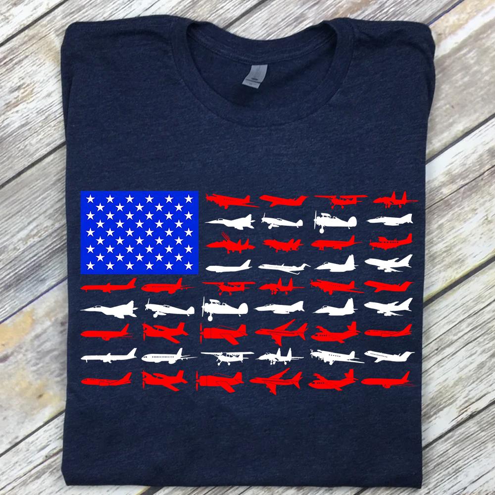Pilot Airplane American Flag - Airplane Flag Shirt Plane Shirt