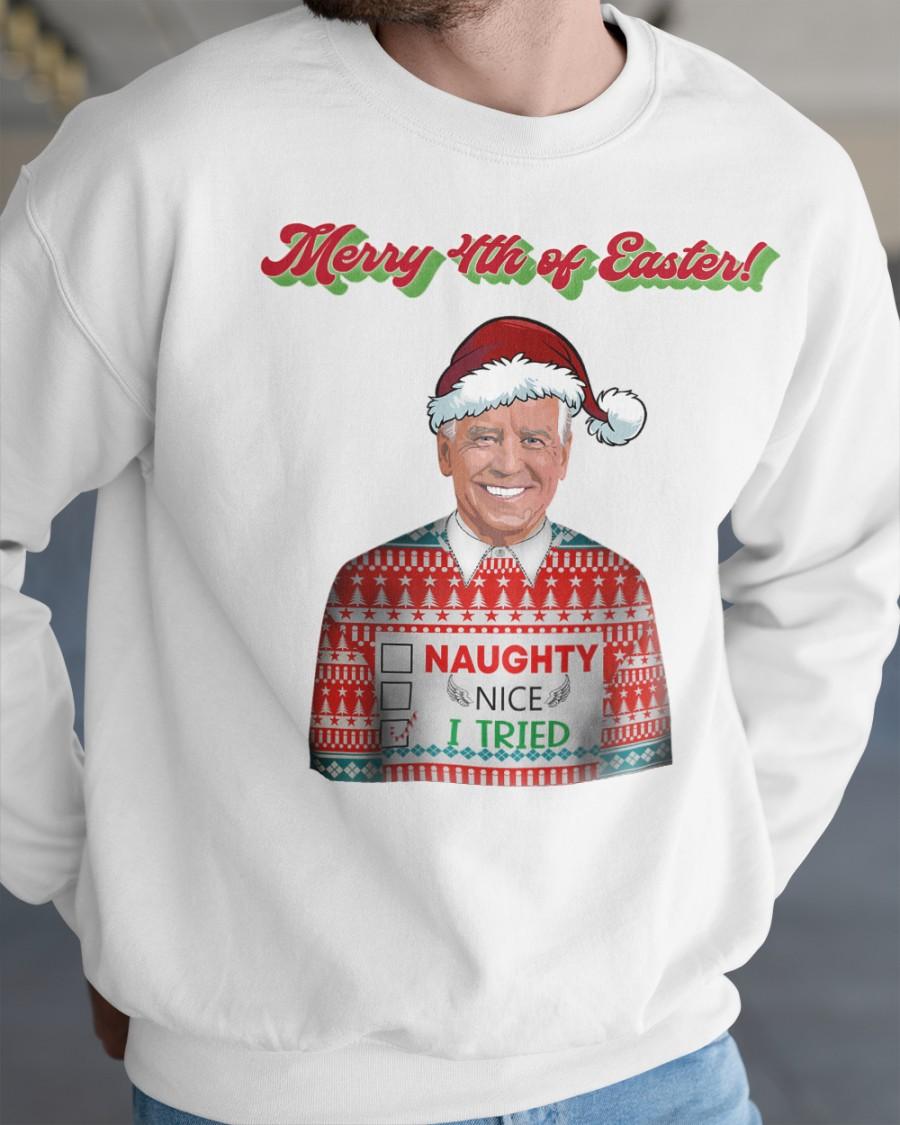 Santa Joe Biden Wearing Christmas Ugly Sweater - Merry 4th of easter!