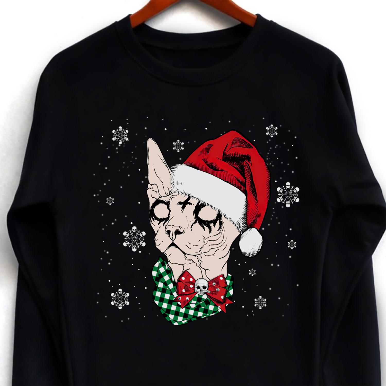 Satanic Sphynx Cat Christmas Hat - Ugly Sweater, Christmas Day Gift