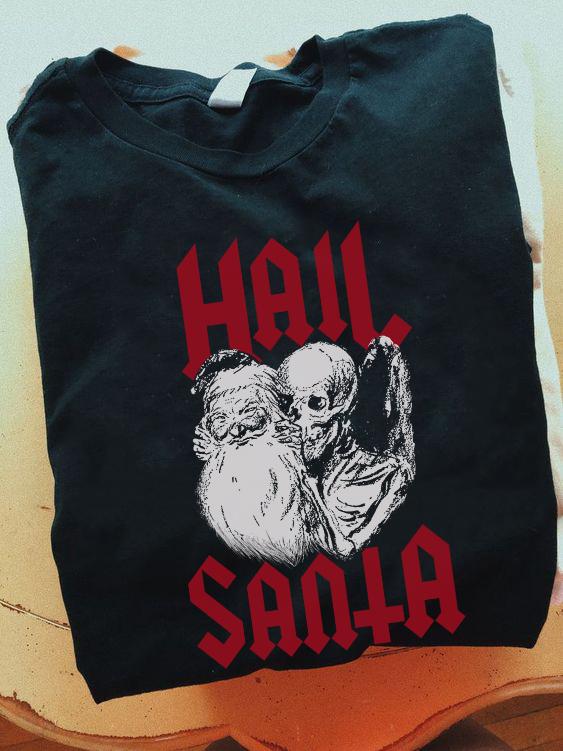 Hail Santa - Santa Claus And Devil Skeleton
