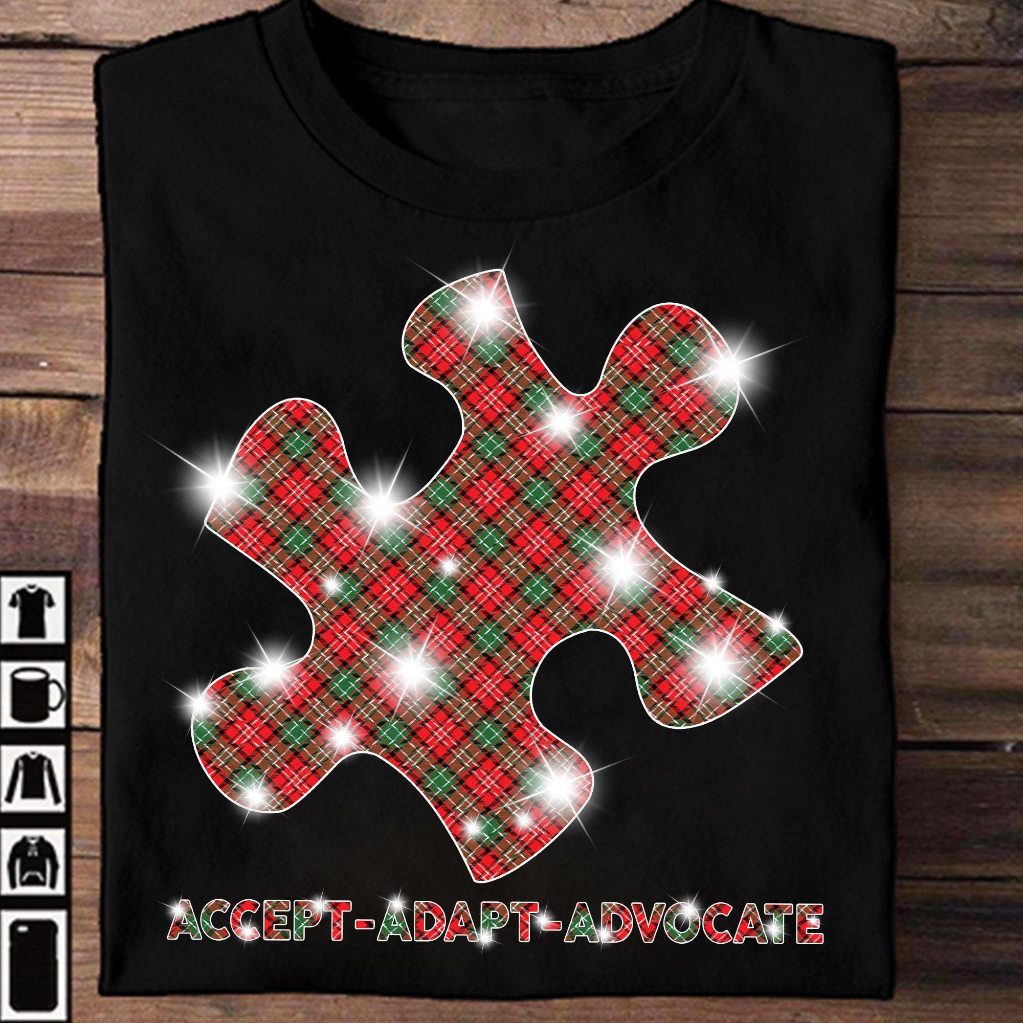 Accept Adapt Advocate - Autism Awareness, Christmas Ugly Sweater