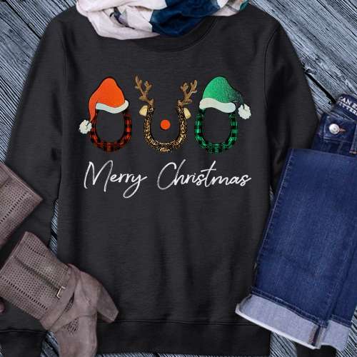 Horse Footprint, Reindeer Horse, Ugly Sweater - Merry Christmas