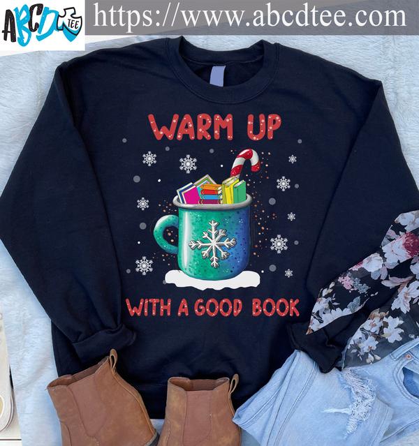 Warm up with a good book - Book Cup, Christmas Snowflakes
