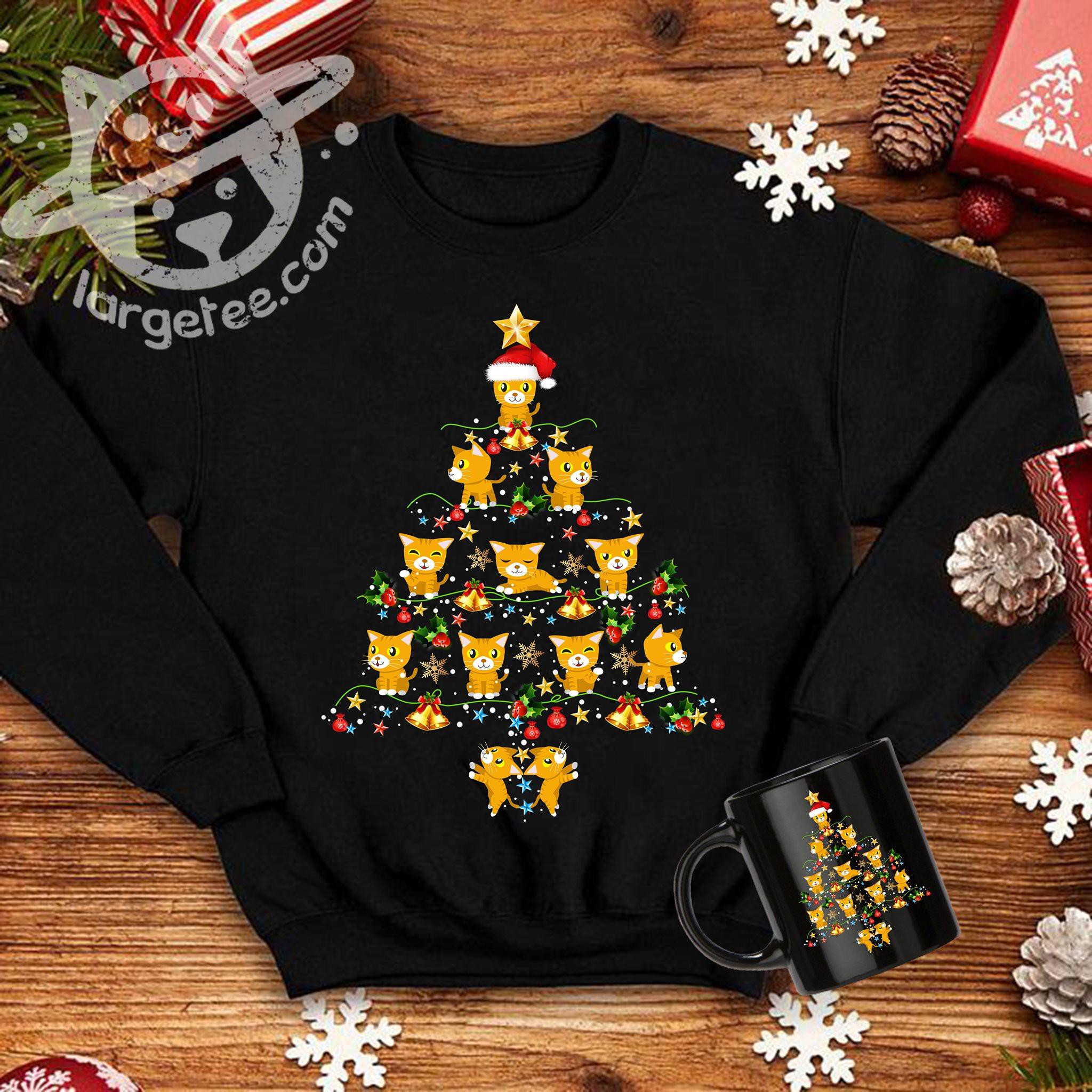 Christmas Tree Cat, Cat Graphic T-shirt, Merry Christmas