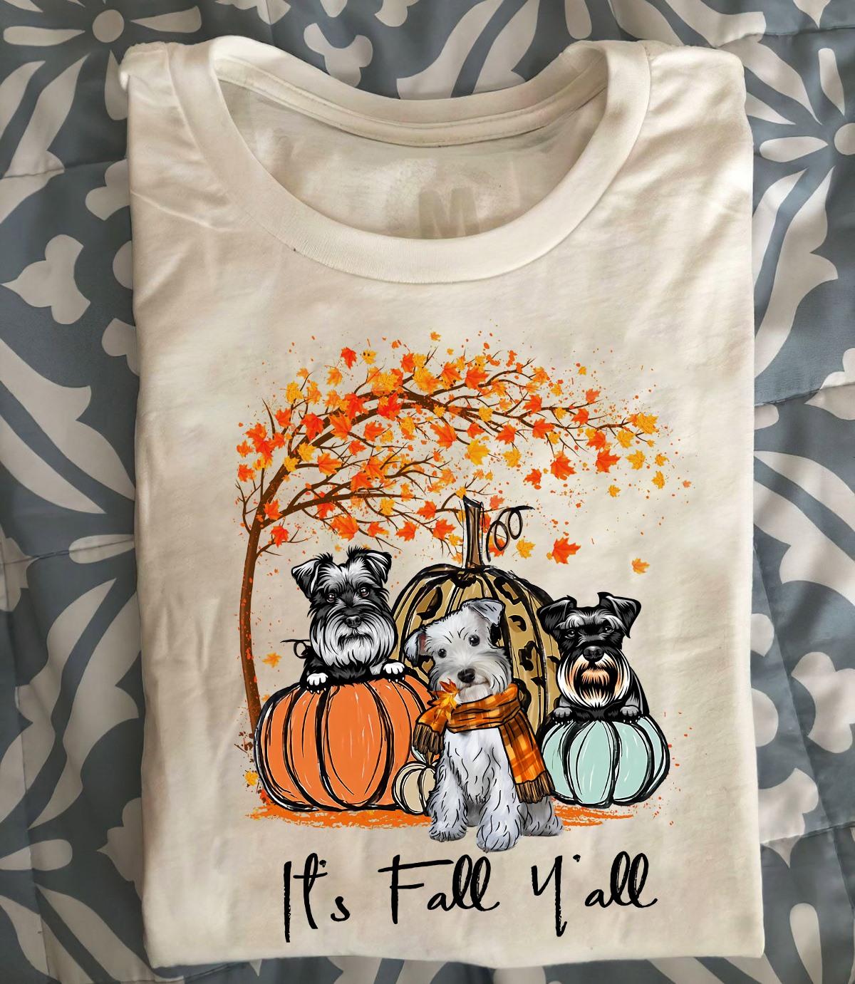 Miniature Schnauzer And Pumpkin, Fall Season, Thanksgiving Gift - It's fall y'all
