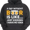 A day without beer just kidding I have no idea - Beer lover gift, cup of beer