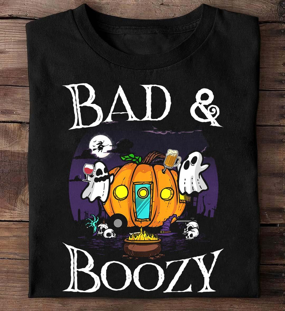 Bad and boozy - Halloween white boo, Go camping on Halloween, White boo go camping