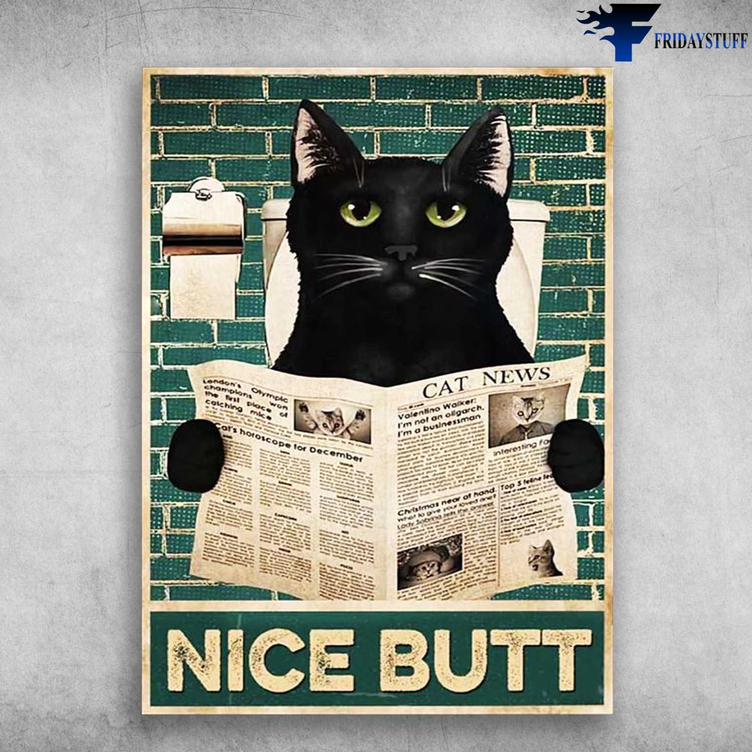 Black Cat, Cat In Toilet, Restroom Poster, Nice Butt, Cat News