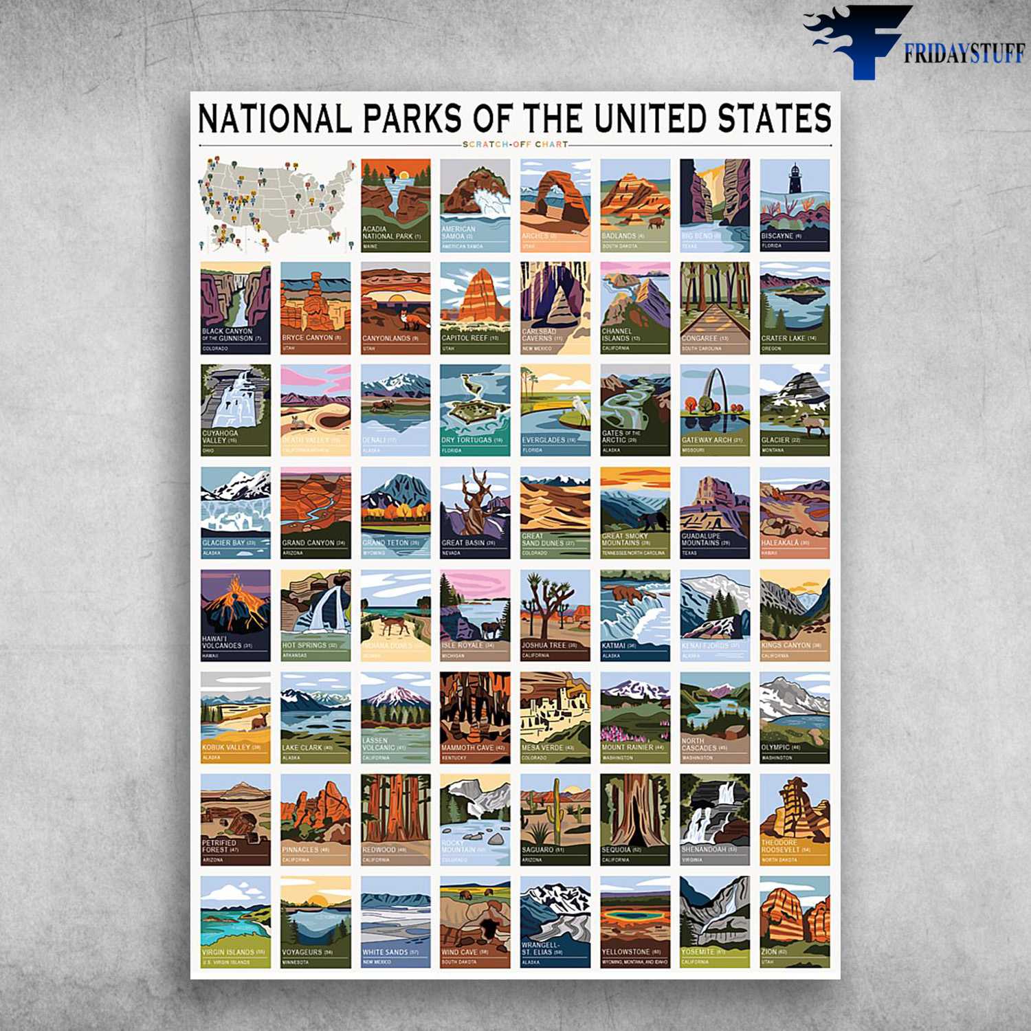 Camping Poster, Hiking Lover, US National Parks, National Parks Of The United States
