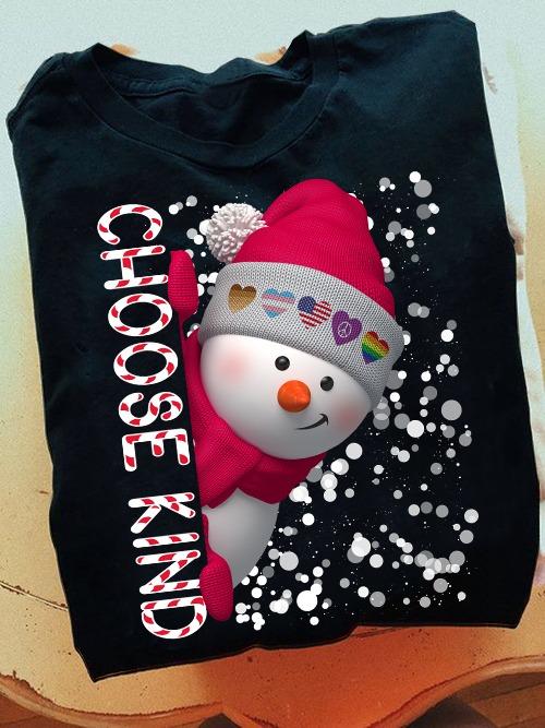 Choose kind - Cute snowman, Christmas snowman graphic, Ugly sweater T-shirt
