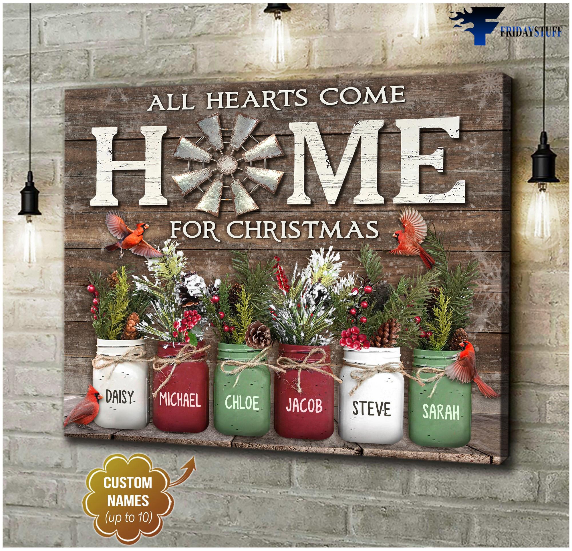 Christmas Poster, Cardinal Bird, All Heart Come Home, For Christmas