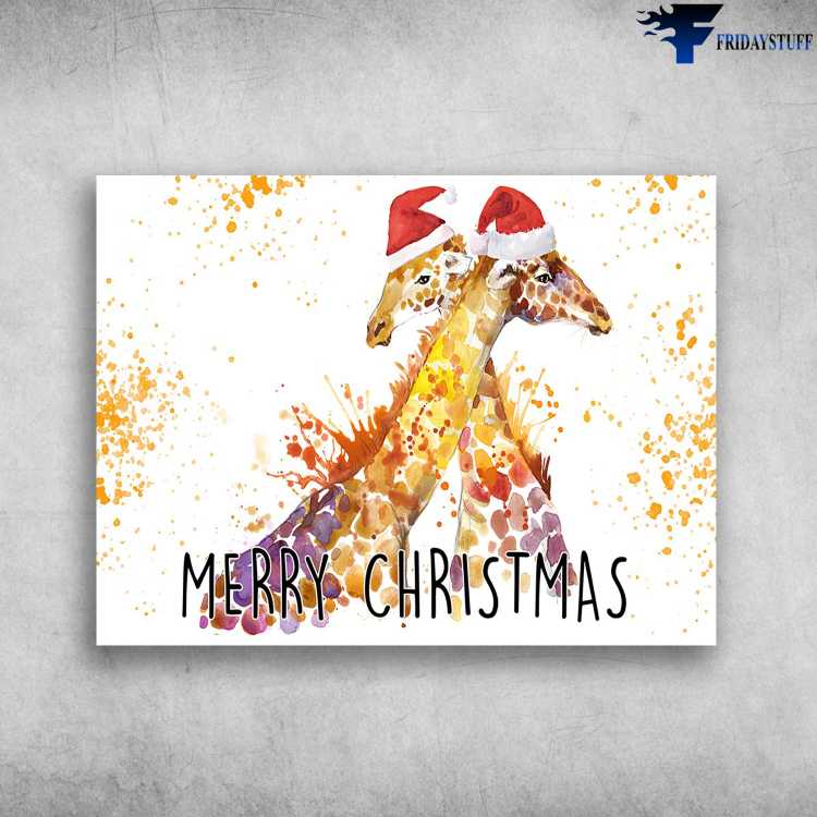 Christmas Poster, Christmas Giraffe, Merry Christmas