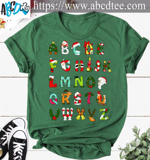 Christmas alphabet - Xmas ugly sweater, Merry christmas T-shirt