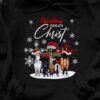 Christmas begins with Christ - Horse wearing Christmas hat, Christmas ugly sweater