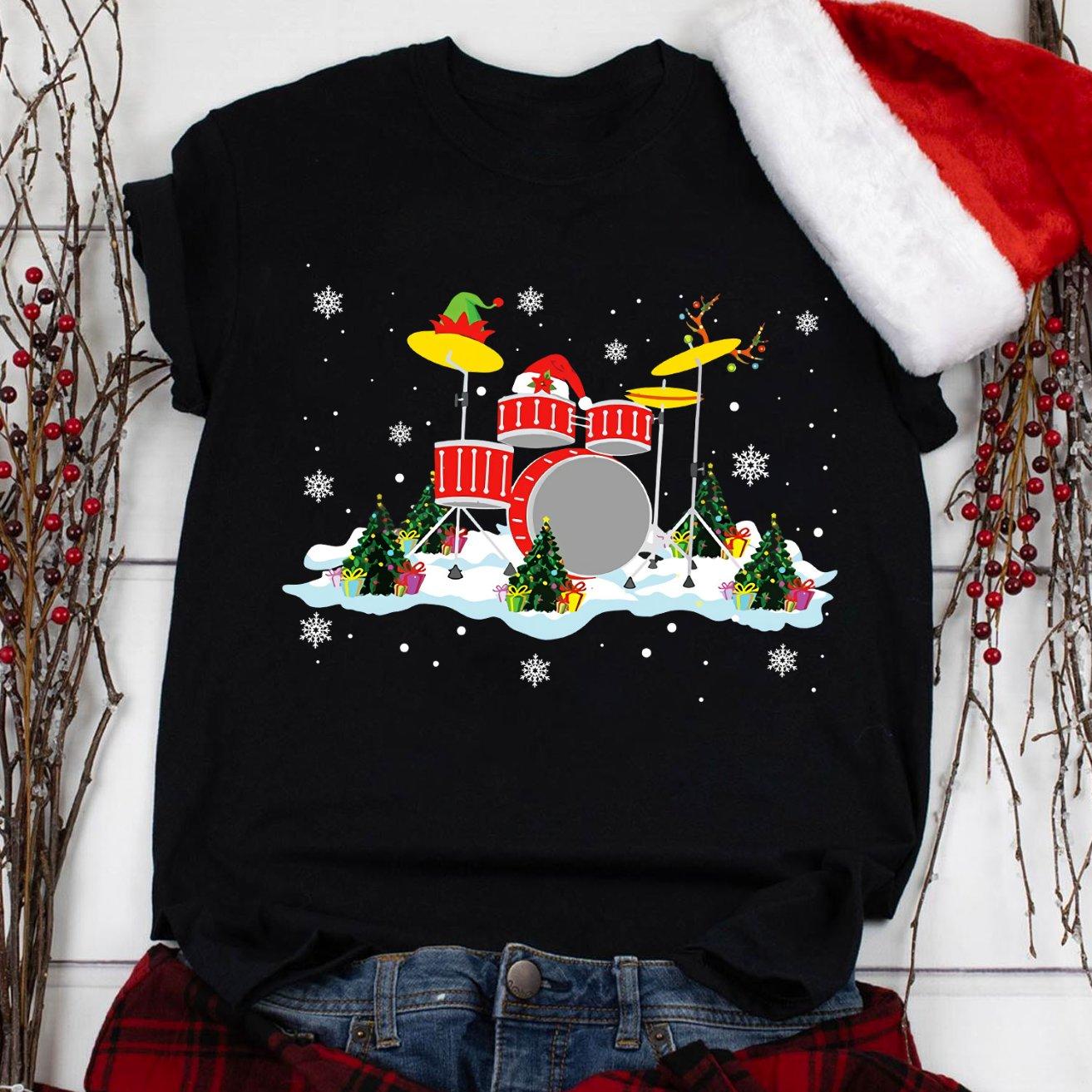 Christmas day and drum - Christmas day ugly sweater, gift for drummers