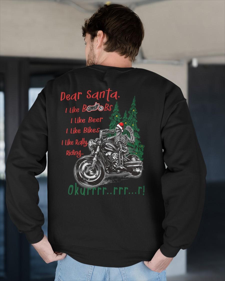 Dear Santa, I like boobs, beer, bikes - Christmas day ugly sweater, T-shirt for bikers