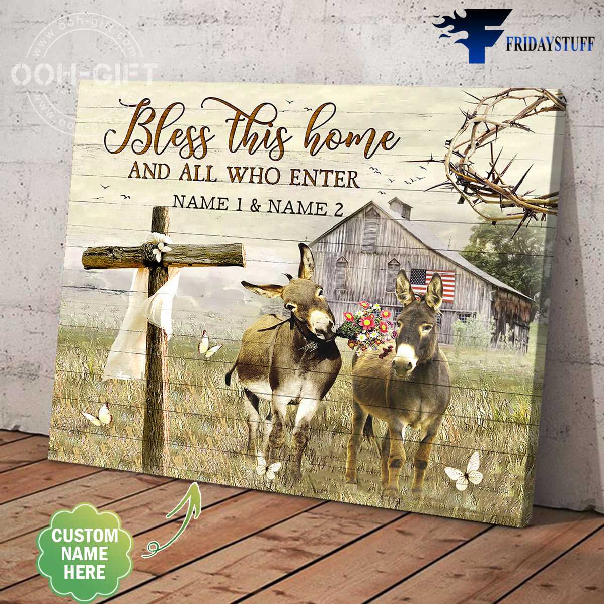 Donkey Couple, Bless This Home, And All Who Enter, Farmer Poster