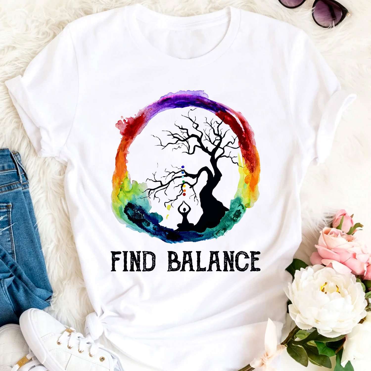 Find balance - Doing yoga people, finding inner peace