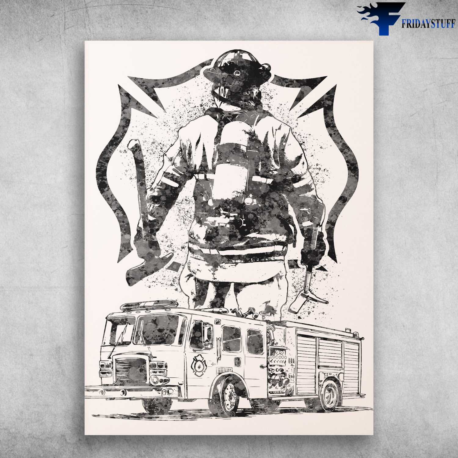 Firefighter Poster, Fire Truck, Gift For Firefighter