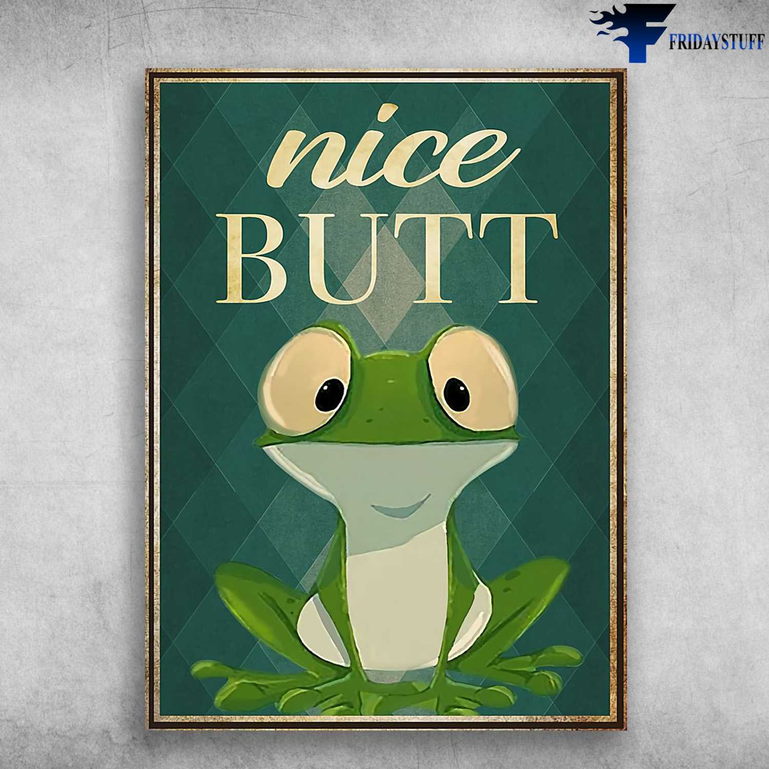 Frog Poster, Toilet Frog, Restroom Poster, Nice Butt