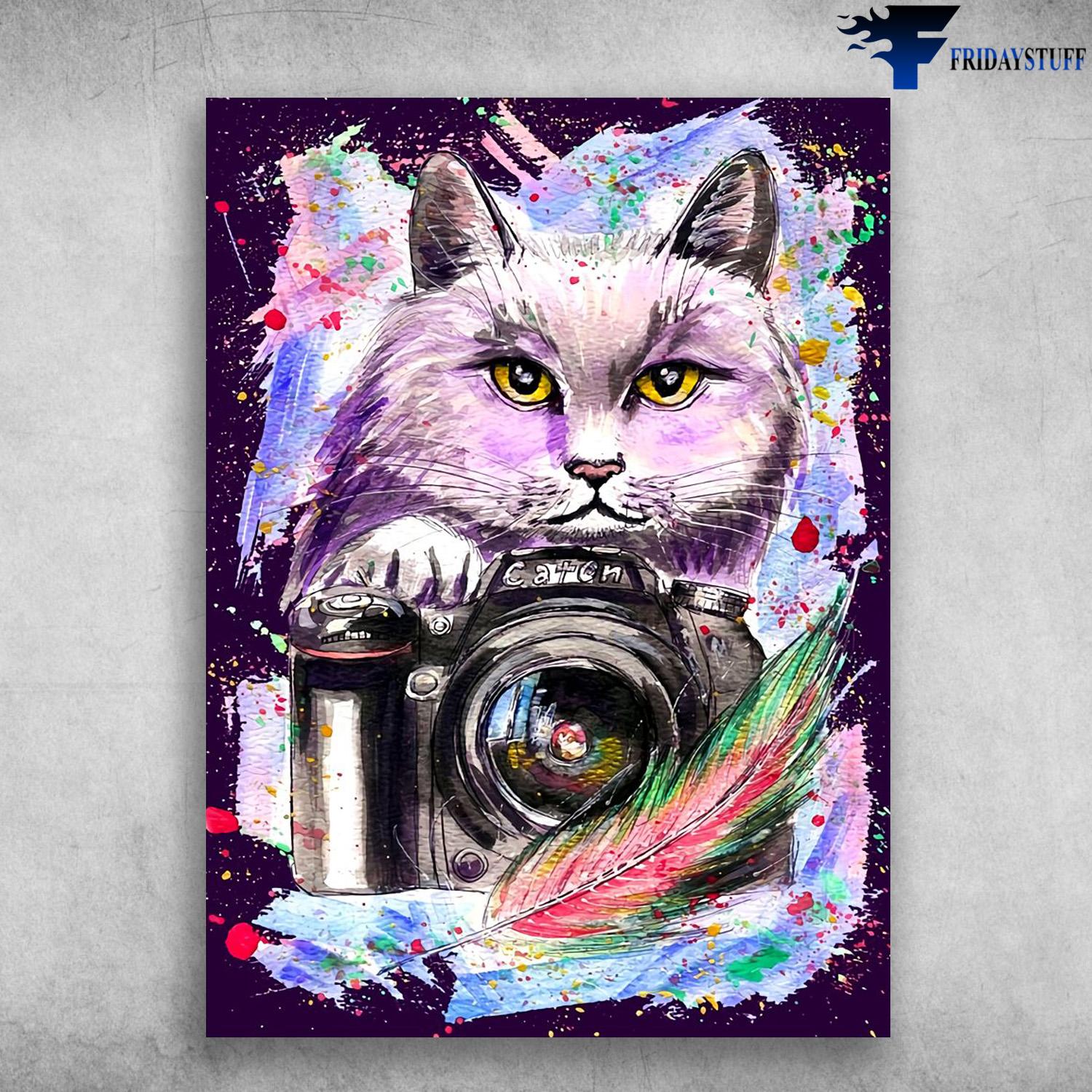 Gift For Photographer, Cat Lover, Camera Cat