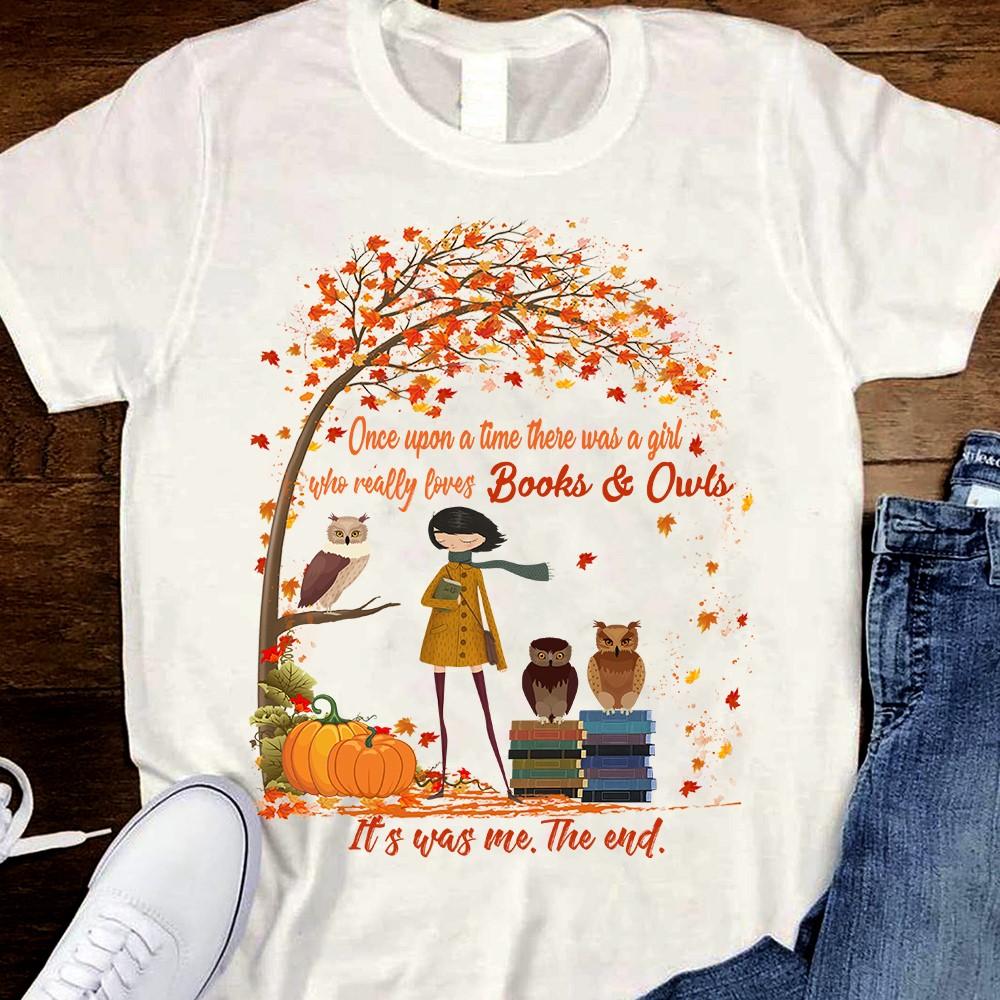 Girl really loves Books and Owls - Fall wonderful season, Thanksgiving day gift