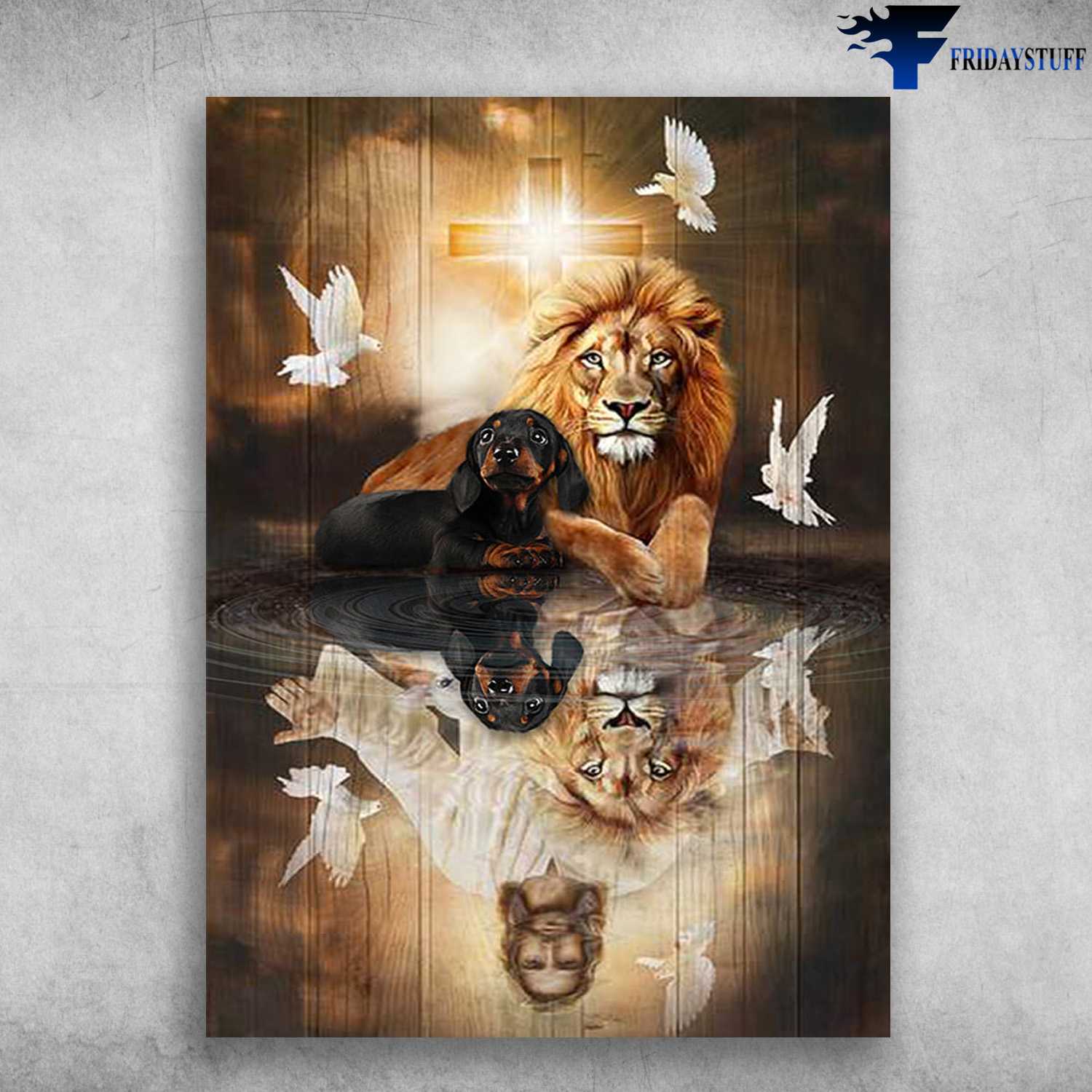 God Poster, Dove And Jesus, Dachshund Dog, Lion And Dog