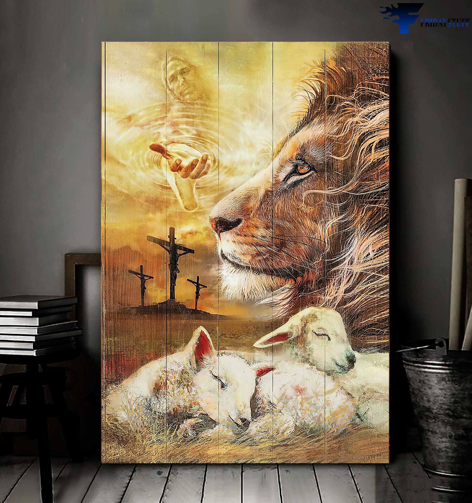 God Poster, Jesus Cross, Lion And Lamb, Merry Christmas