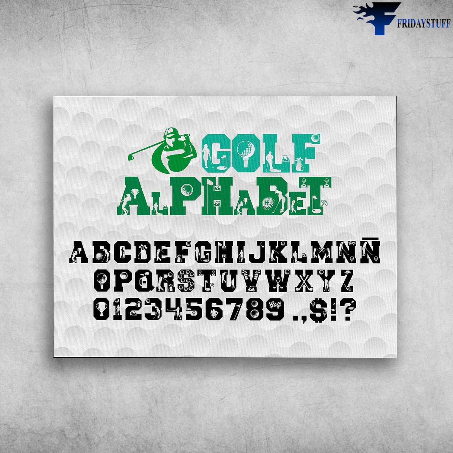 Golf Poster, Golf Lover, Golf Alphabet Poster