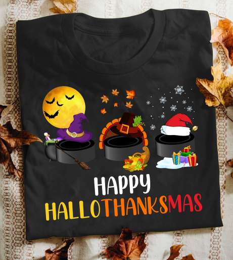 Happy HalloThanksMas - Halloween day gift, hockey player T-shirt