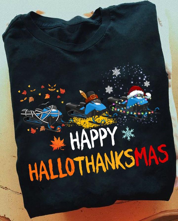 Happy HalloThanksMas - Snowmobile for Christmas day, Christmas day ugly sweater