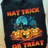 Hat trick or treat - Hockey player Halloween shirt, Halloween devil pumpkin