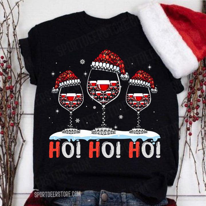 Ho ho ho - Santa Claus laughing voice, Glass of wine, Christmas ugly sweater