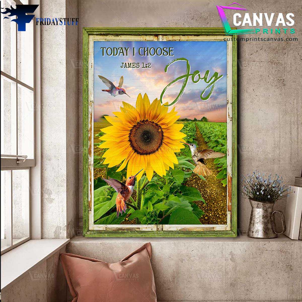 Hummingbird Poster, Sunflower Lover, Today I Choose Joy