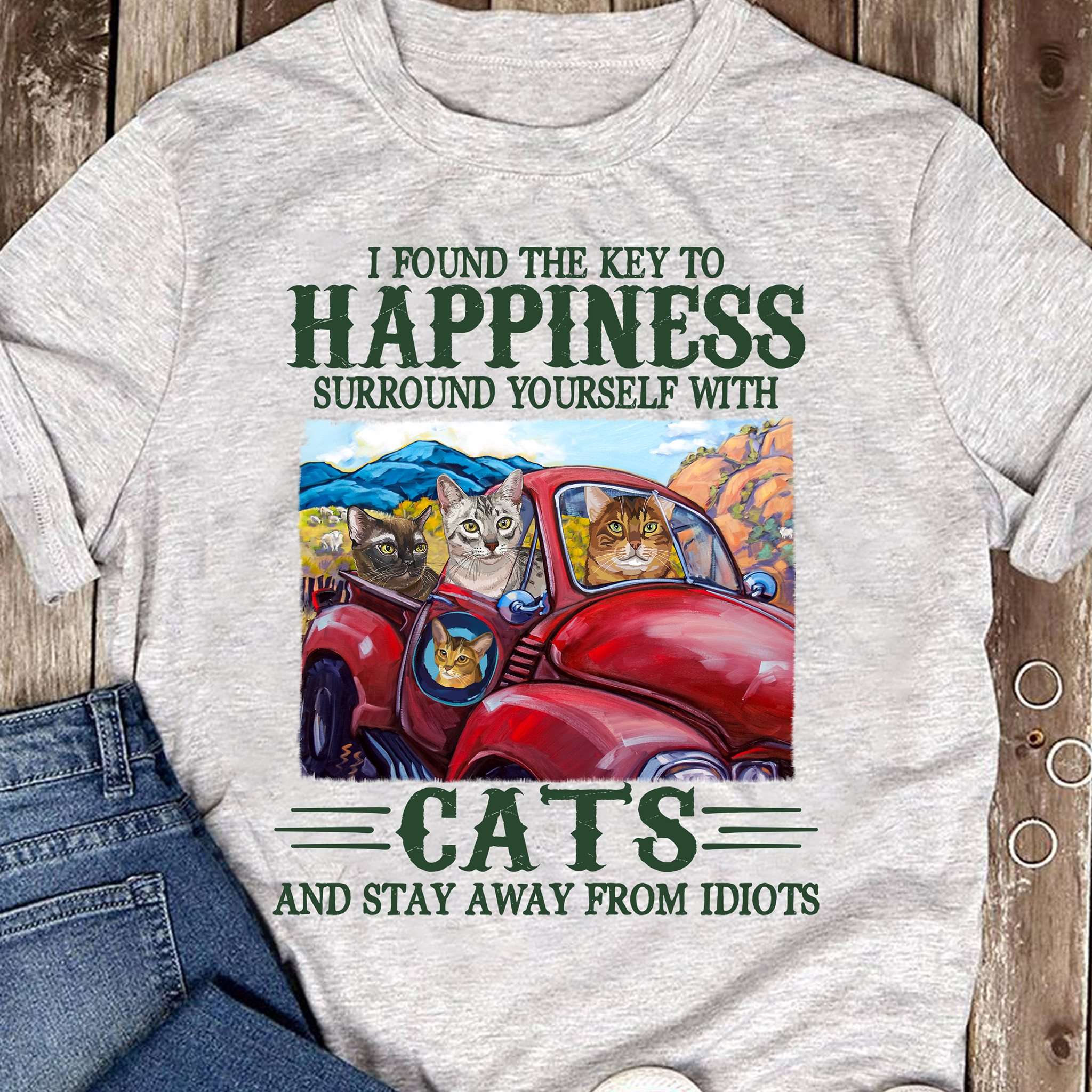I found the key to happiness, surround yourself with cats and stay away from idiots - Cat on truck