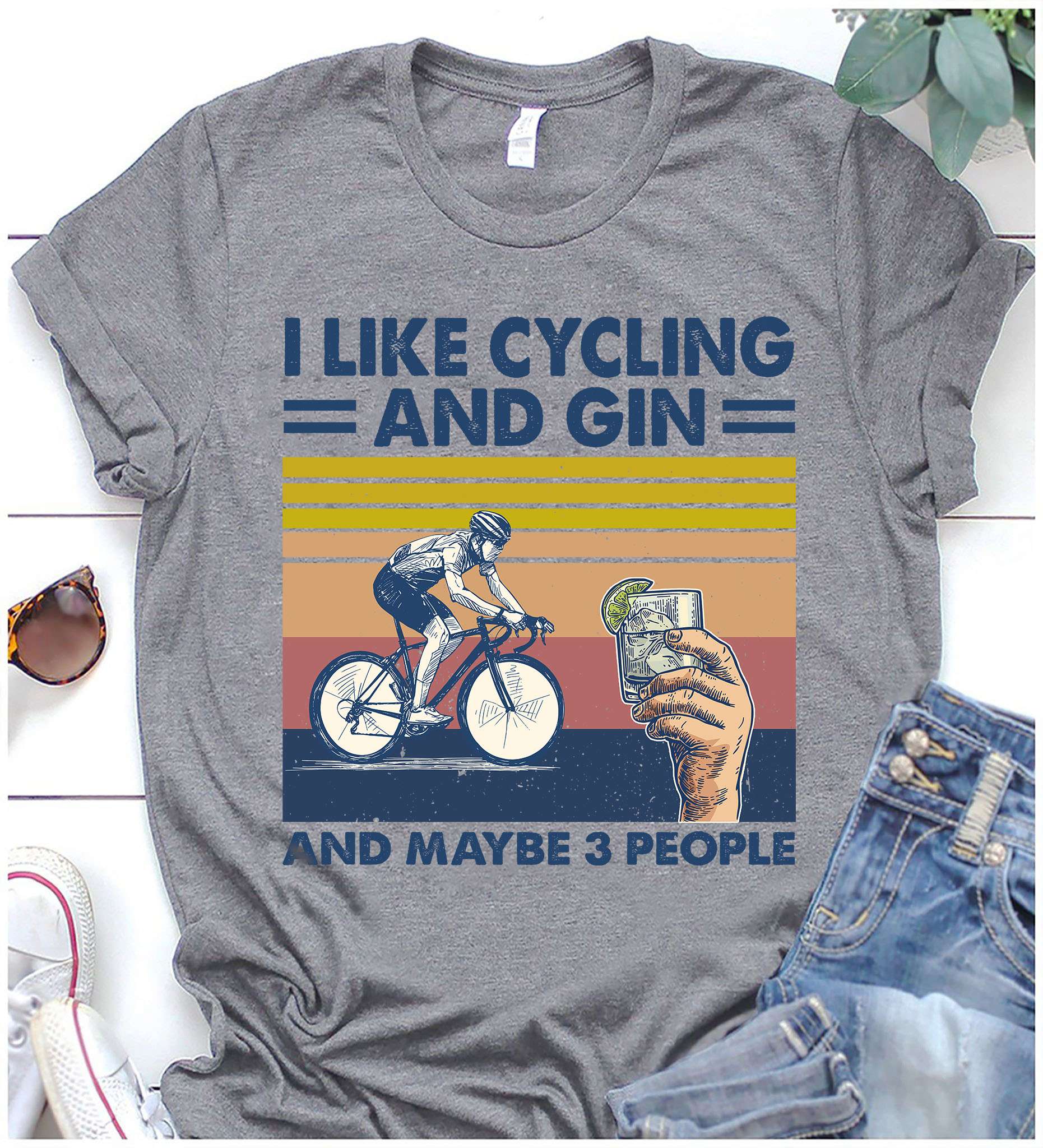 I like cycling and gin and maybe 3 people - Biker loves gin, shot of gin
