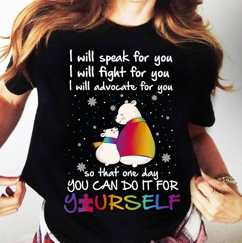 I will speak for you, fight for you, advocate for you - Autism awareness, Polar bear family