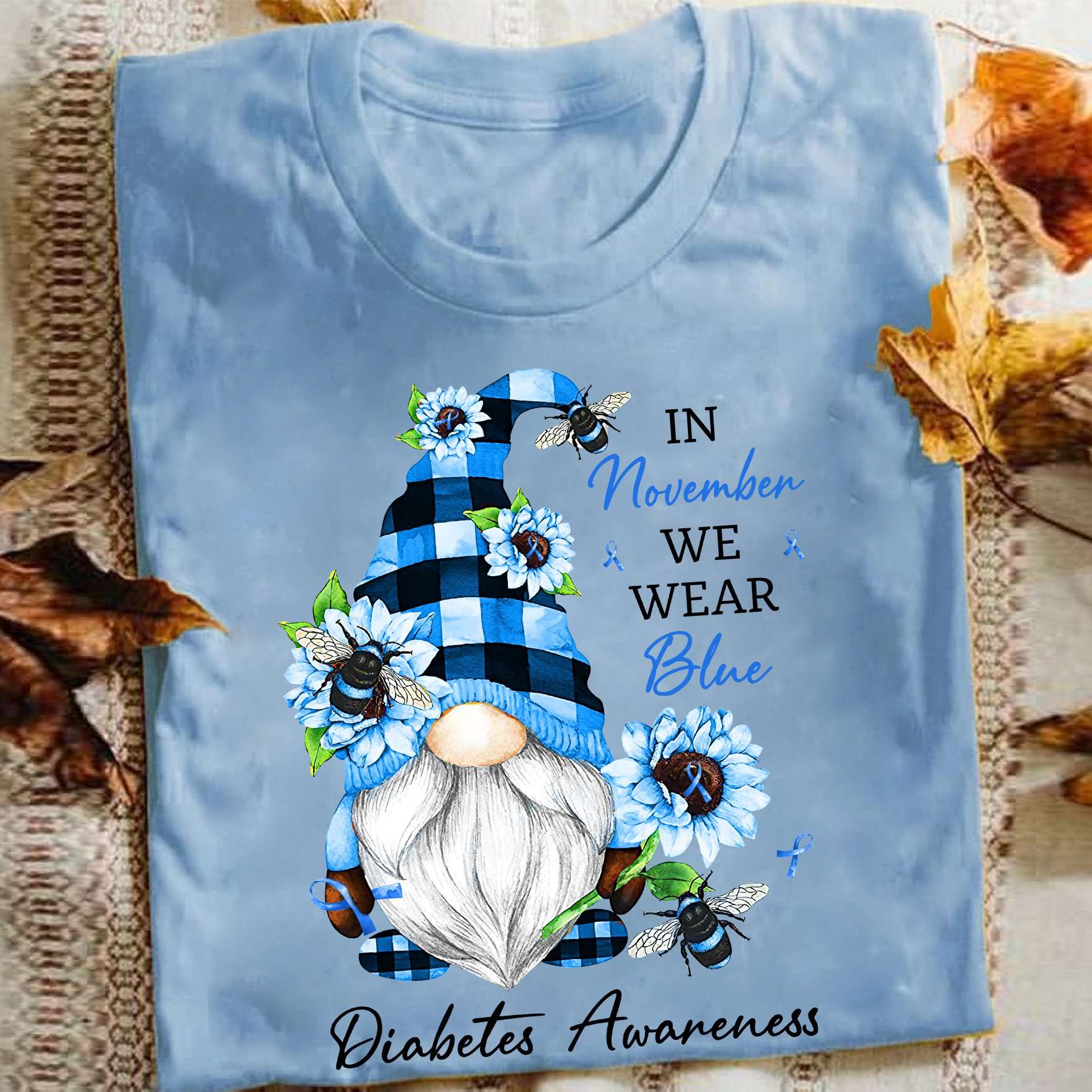 In November we wear blue - Diabetes awareness, diabetes awareness month, garden gnome diabetes